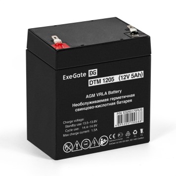 батареи Exegate ES255175RUS Аккумуляторная батарея DTM 1205/EXS1250 (12V 5Ah, клеммы F1)