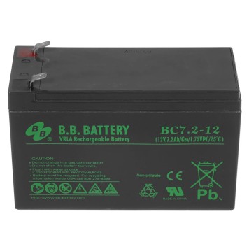 батареи АКБ B.B. Battery BC 7.2-12 (12В 7,2Ач)  ДхШхВ 151x65x100 мм, масса 2.2 кг, клеммы F2-1