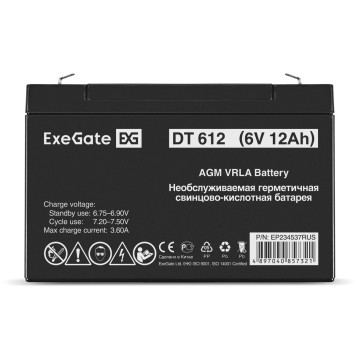 батареи Exegate EP234537RUS Аккумуляторная батарея DT 612 (6V 12Ah, клеммы F1)-1
