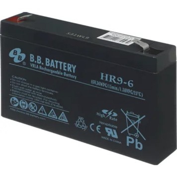 батареи АКБ B.B. Battery HR 9-6 (HR9-6FR) 6В 9Ач, ДхШхВ 151x34x94 мм, масса 1.4 кг, клеммы F2-2
