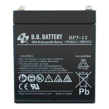 батареи АКБ B.B. Battery BP 5-12 (12V 5Ah) ДхШхВ 90х70х106 мм, масса 1.8 кг, клеммы F2-2
