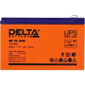 батареи Delta HR 12-34 W (9 А\ч, 12В) свинцово- кислотный  аккумулятор-2