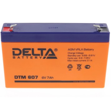 батареи Delta DTM 607 (7 А\ч, 6В) свинцово- кислотный аккумулятор  -2
