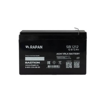 Скат  АКБ БАСТИОН RAPAN SB 1212 AGM 12V 12Ач, клеммы F2 нож, гарантия 1 год (9165)-1