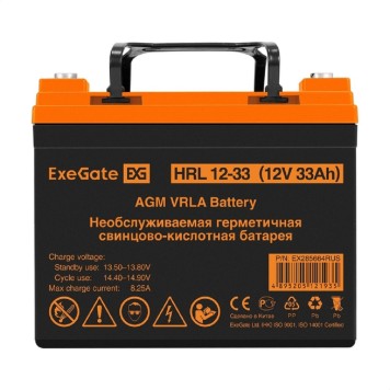 батареи Exegate EX285664RUS Аккумуляторная батарея ExeGate HRL 12-33 (12V 33Ah, под болт М6)-1