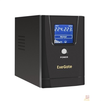 ИБП Exegate EX294613RUS ИБП ExeGate Power Smart ULB-500.LCD.AVR.2SH <500VA/300W, LCD, AVR, 2*Schuko, металлический корпус, Black>