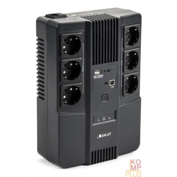 Бастион ИБП ИБП Бастион SKAT-UPS 600 AI {Line-interactive, 600/360Вт, USB/RJ-45, АКБ 1х 7Ач, сверху ЕВРО 3+3, МПТ} (8998)