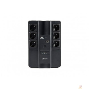 Бастион ИБП ИБП Бастион SKAT-UPS 600 AI {Line-interactive, 600/360Вт, USB/RJ-45, АКБ 1х 7Ач, сверху ЕВРО 3+3, МПТ} (8998)-1