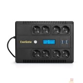 ИБП Exegate EX295013RUS ИБП ExeGate NEO Smart LHB-650.LCD.AVR.8SH.CH.RJ.USB <650VA/390W, LCD, AVR, 8*Schuko, RJ45/11, USB, 4*USB-порта для зарядки, Black>