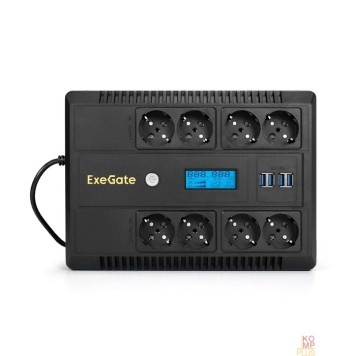 ИБП Exegate EX295013RUS ИБП ExeGate NEO Smart LHB-650.LCD.AVR.8SH.CH.RJ.USB <650VA/390W, LCD, AVR, 8*Schuko, RJ45/11, USB, 4*USB-порта для зарядки, Black>
