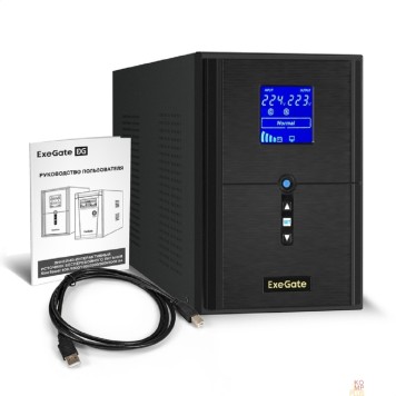 ИБП Exegate EX295983RUS ИБП (инвертор, синус, для котла) ExeGate SineTower SN-2000.LCD.AVR.3SH.1C13.RJ.USB <2000VA/1600W, чистая синусоида, LCD дисплей, AVR, 3*Schuko+1*C13, RJ45/11, USB, линейно-интеракт-2