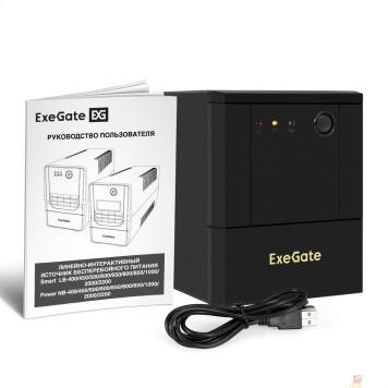 ИБП Exegate EX299785RUS ИБП ExeGate Power NB-2200.LED.AVR.4SH.USB (2200VA/1300W, LED, AVR, 4*Schuko, USB, батарея 12V 9Ah - 2 шт., металлический корпус, Black)