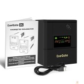 ИБП Exegate EX299826RUS ИБП ExeGate Smart LB-2200.LCD.AVR.8C13.USB (2200VA/1300W, цветной LCD, AVR, 8*C13, USB, батарея 12V 9Ah - 2 шт., металлический корпус, Black)