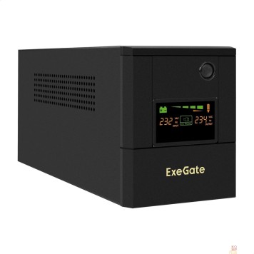 ИБП Exegate EX299950RUS ИБП ExeGate SpecialPro Smart LLB-1000.LCD.AVR.4SH (1000VA/700W, LCD, AVR, 4*EU/Тип F(Schuko), батарея 12V 7.2Ah - 2 шт., металлический корпус, Black)