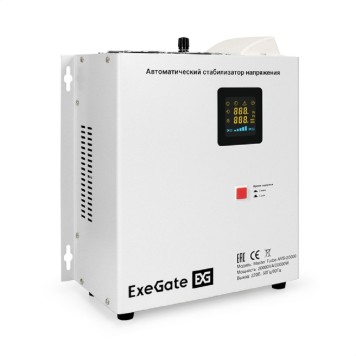 ИБП Exegate EX291767RUS Стабилизатор напряжения настенный ExeGate Master Turbo AVS-20000 (20000ВА, вход 100-265В, цветной дисплей, выход 220В±8%, КПД 98%, 5 уровней защиты, задержка, усиленный метал.корпу-1