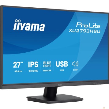 Монитор LCD IIYAMA 27'' XU2793HSU-B7 {IPS 1920х1080 100Hz 1ms 8bit(6bit+FRC) 300cd 178/178 1300:1 HDMI2.0 DisplayPort1.2 2xUSB2.0 2x2W 2x2W VESA}-1
