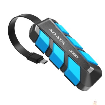 Носитель информации Твердотельный накопитель/ ADATA External SSD SC740, 1000GB, Type-C, USB 3.2 Gen2, R/W 1050/1000 MB/s, 121.8x40.5x22.3mm, Blue (5 лет)