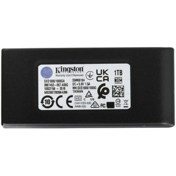 носитель информации Kingston Portable SSD 1TB SXS1000/1000GA External XS1000 BOC, Type-C/A, USB 3.2 Gen 2, R/W 1050/1000MB/s, 70x33x14mm, 69g., Black (60 мес)-1