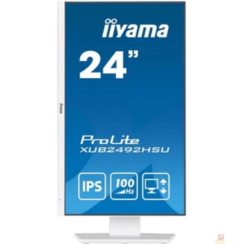 Монитор LCD Iiyama 23.8'' XUB2492HSU-W6 белый {IPS 1920x1080 100Hz 0.4ms HDMI DisplayPort USB M/M Pivot}-1