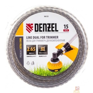 Бензоинструменты Denzel Леска для триммера двухкомпонентная квадрат 2,65мм  15 м EXTRA CORD 96125