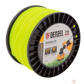 Бензоинструменты Denzel Леска для триммера витой квадрат, 2,7мм х 196м, на DIN катушке FLEX CORD 96299