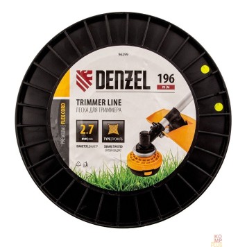 Бензоинструменты Denzel Леска для триммера витой квадрат, 2,7мм х 196м, на DIN катушке FLEX CORD 96299-2