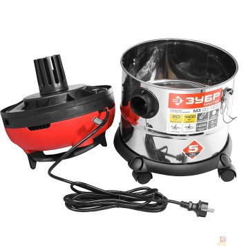 Электроинструменты ЗУБР Пылесос строительный ПУ-20-1400 М3 { модель М3-20, 20 л, 1400 Вт, сухая и влажная уборка, корпус из нержавеющей стали, розетка до 2000Вт }-2