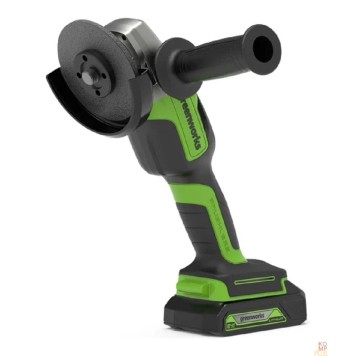 Углошлифовальные, Шлифовальные машины, Реноватор Greenworks GD24AGK2 Угловая шлифовальная машина, аккумуляторная, 24V,  бесщеточная, c 1хАКБ 2 Ач и ЗУ в сумке 3200207UA