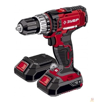 Дрель, Шуруповерт ЗУБР Ударная дрель-шуруповерт в кейсе 18В, 2 АКБ (2Ач) ДШУ-185-22