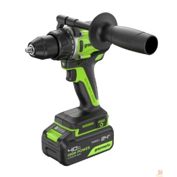 Дрели, Шуруповерты, Гайковерты Greenworks GD24DD90 Дрель-шуруповерт аккумуляторная,  24V, 90 Нм, бесщеточная, 45/90Нм,1х4Ач,ЗУ,кор 3707507CUB