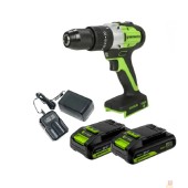 Дрели, Шуруповерты, Гайковерты Greenworks GD24DD60 Дрель-шуруповерт ударная аккумуляторная, 24V, бесщеточная, 30/60Нм,2х2Ач,ЗУ,кор 3704107CUC
