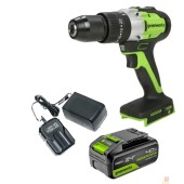 Дрели, Шуруповерты, Гайковерты Greenworks GD24DD60 Дрель-шуруповерт ударная аккумуляторная, 24V, бесщеточная, 30/60Нм,1х4Ач,ЗУ,кор 3704107CUB