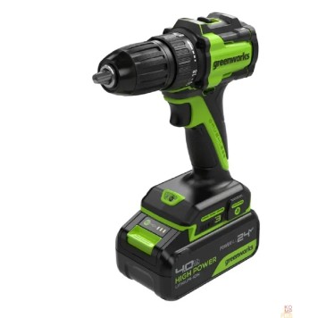 Дрели, Шуруповерты, Гайковерты Greenworks DD345, 24V, Дрель-шуруповерт аккумуляторная, бесщеточная, 27/45 Нм,13мм,1х4Ач,ЗУ,кор  3708307CUB