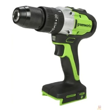 Дрели, Шуруповерты, Гайковерты Greenworks GD24DD60 Дрель-шуруповерт ударная аккумуляторная, 24V, бесщеточная, 30/60Нм,1х2Ач,ЗУ,кор 3704107CUA-1