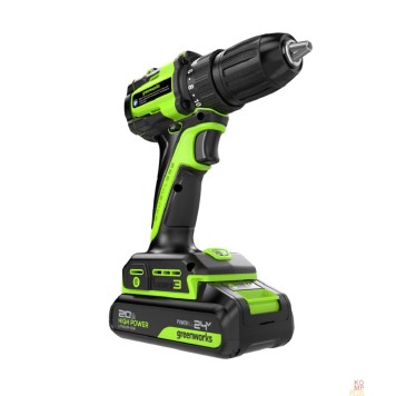 Дрели, Шуруповерты, Гайковерты Greenworks DD345, 24V, Дрель-шуруповерт аккумуляторная, бесщеточная, 27/45 Нм,13мм,1х2Ач,ЗУ,кор  3708307CUA-2