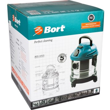 Пылесосы строительные Bort BSS-1015 Пылесос строительный 98297041  1250 Вт, вместимость 15 л, 58 л/сек, 5 кг, набор аксессуаров 10 шт -2