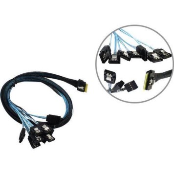 Опция к серверу Procase CBL-SLSAS8-8SATA-10 Кабель для подключения корзин, SFF-8654 (Slimline SAS x8) к 8* SATA , 100 cm