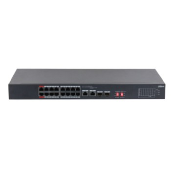 Коммутаторы DAHUA DH-S3218-16ET-135 16-портовый неуправляемый коммутатор с РоЕ; 16xRJ45 100M (PoE/PoE+/Hi-PoE), 2xCombo SFP/RJ45 1G (uplink); суммарно до 135Вт; питание: 100–240VAC;-1