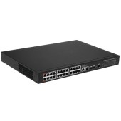 Коммутаторы DAHUA DH-S4228-24GT-240 24-портовый гигабитный управляемый коммутатор с PoE; 24xRJ45 1G (PoE/PoE+/Hi-PoE/802.3bt), 2xRJ45 1G (uplink), 2xSFP 1G (uplink); суммарно 240Вт;грозозащита;питание 100-240VAC;