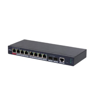 Коммутаторы DAHUA DH-S4210-8GT-110 10-портовый гигабитный управляемый коммутатор с PoE, уровень L2, 8xRJ45 1Gb PoE, 2xSFP 1Gb, суммарно 110Вт, коммутация 20 Гбит/с, MAC-таблица 8К, металл