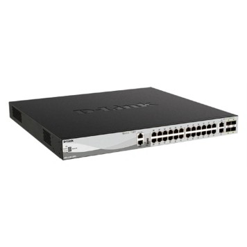 Сетевое оборудование D-Link DGS-3130-30PS/B2A PROJ Управляемый L3 стекируемый коммутатор с 24 портами 10/100/1000Base-T, 2 портами 10GBase-T и 4 портами 10GBase-X SFP+ (24 порта PoE 802.3af/at, PoE-бюджет 370 Вт)-2