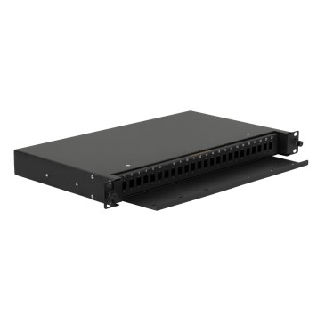Сетевое оборудование NIKOMAX NMF-RP48LCUM4-TS-P1-1U-BK оптический кросс, 1U, укомплектованный на 48 портов LC/UPC (24 двойных LC/UPC адаптеров), MM 50/125 OM4, выдвижной, с полкой-2