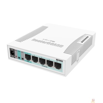 Сетевое оборудование MikroTik RB260GS (CSS106-5G-1S)(r2) Коммутатор RouterBOARD 260GS 5-port Gigabit smart switch with SFP cage, SwOS, plastic case, PSU