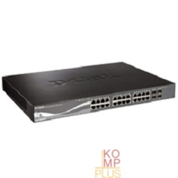 Сетевое оборудование D-Link DGS-1510-28P/A1A PROJ Настраиваемый L2+ стекируемый коммутатор с 24 портами 10/100/1000Base-T, 2 портами 1000Base-X SFP и 2 портами 10GBase-X SFP+ (24 порта PoE 802.3af/at, PoE-бюджет 193 Вт)