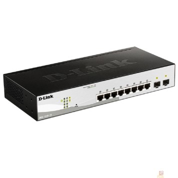 Сетевое оборудование D-Link DGS-1210-10/F1A Настраиваемый L2 коммутатор с 8 портами 10/100/1000Base-T и 2 портами 1000Base-X SFP-1