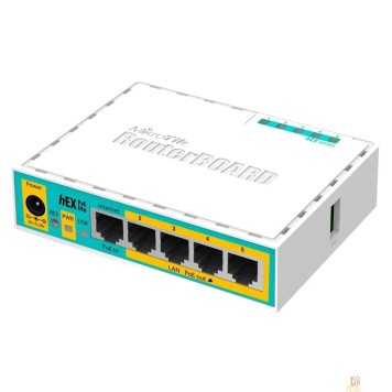 Сетевое оборудование MikroTik RB750UPr2 hEX PoE lite Маршрутизатор 5-портовый 100-Мбитный  с поддержкой PoE на 4-х портах 5x Ethernet, раздача PoE, 650 МГц ЦП, 64 МБ -1