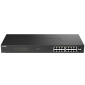 Сетевое оборудование D-Link DGS-1018P/B1A Конфигурируемый коммутатор с 16 портами 10/100/1000Base-T, 2 портами 1000Base-X SFP и DIP-переключателем (16 портов PoE 802.3af/at, PoE-бюджет 240 Вт)