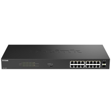Сетевое оборудование D-Link DGS-1018P/B1A Конфигурируемый коммутатор с 16 портами 10/100/1000Base-T, 2 портами 1000Base-X SFP и DIP-переключателем (16 портов PoE 802.3af/at, PoE-бюджет 240 Вт)