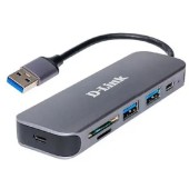 Сетевое оборудование D-Link DUB-1325/A1A Концентратор с 2 портами USB 3.0, 1 портом USB Type-C, слотами для карт SD и microSD и разъемом USB 3.0