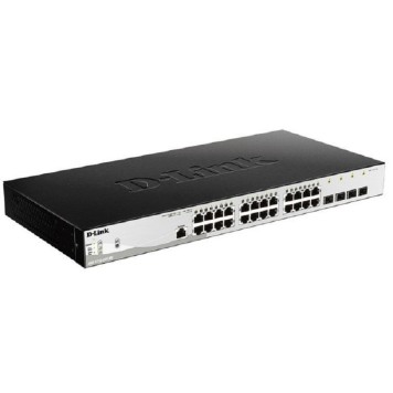 Сетевое оборудование D-Link DGS-1210-28P/ME/B2A Управляемый L2 коммутатор с 24 портами 10/100/1000Base-T и 4 портами 1000Base-X SFP (24 порта PoE 802.3af/at, PoE-бюджет 193 Вт)-1